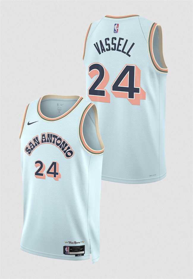 Men%27s San Antonio Spurs #24 Devin Vassell Light Blue 2024-25 City Edition Stitched Jersey Dzhi